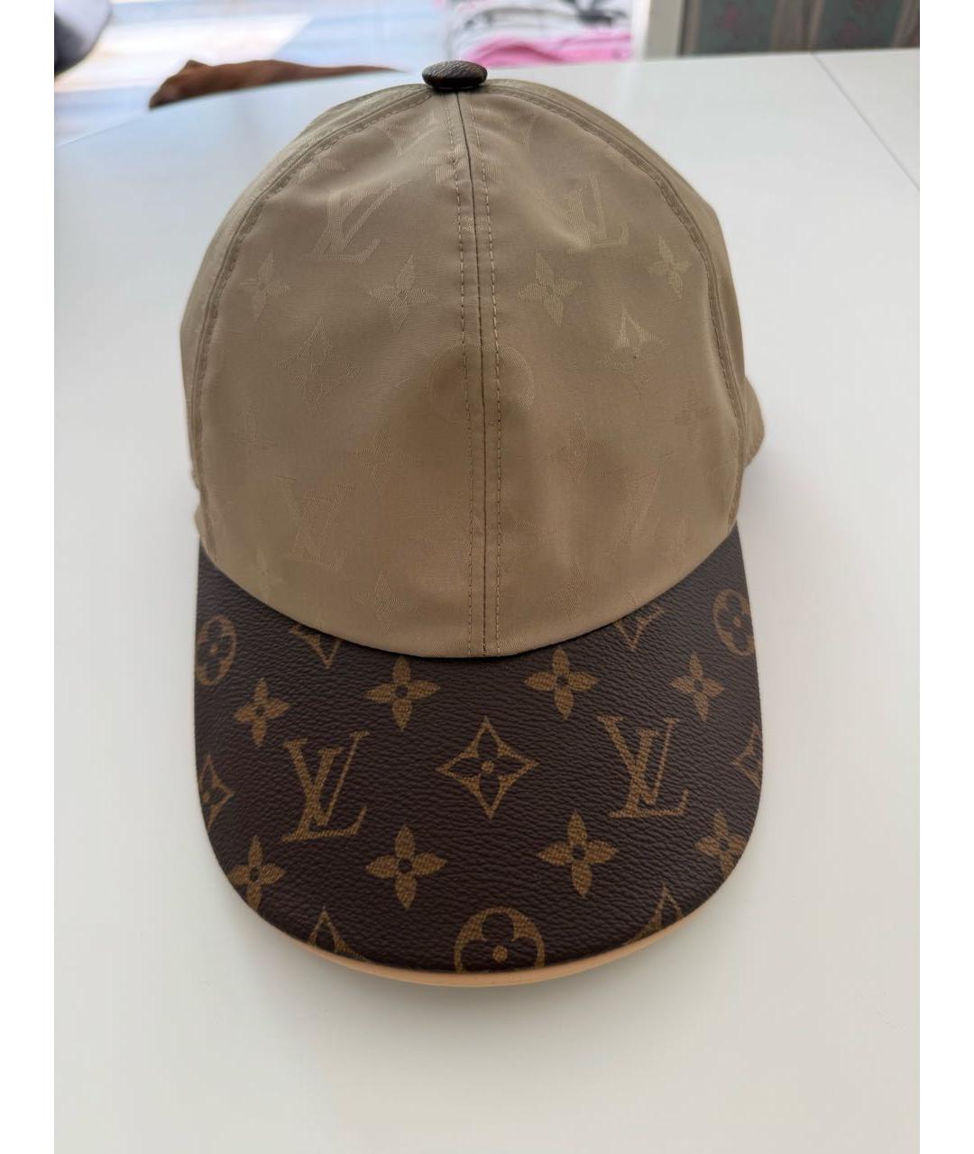 LOUIS VUITTON Бежевая кожаная кепка, фото 2
