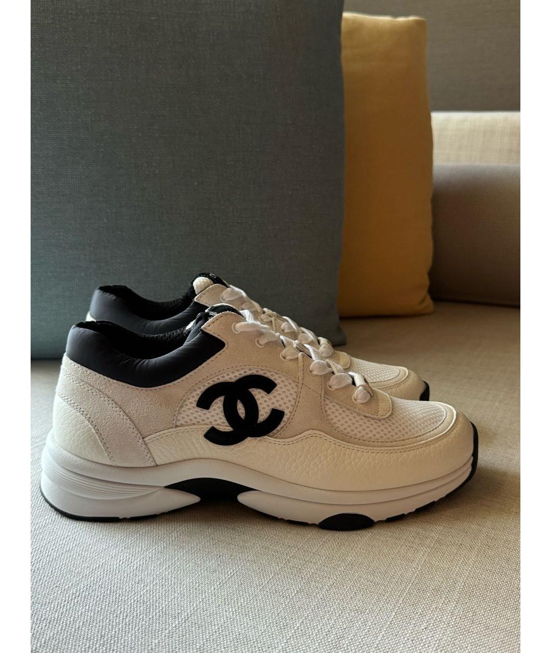 CHANEL Белые кожаные кроссовки, фото 9