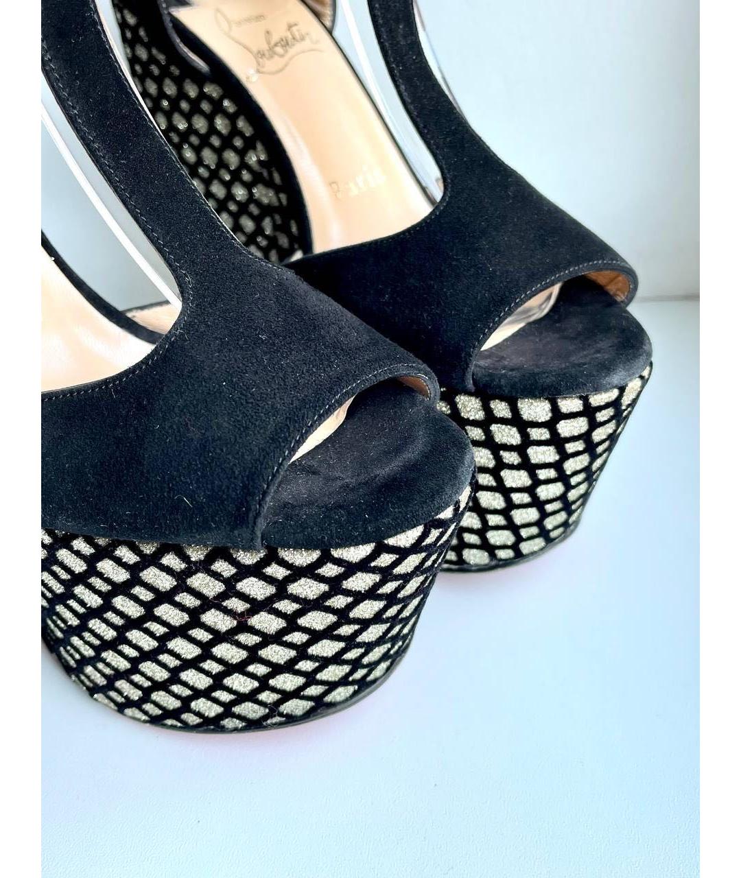 CHRISTIAN LOUBOUTIN Черные замшевые босоножки, фото 8