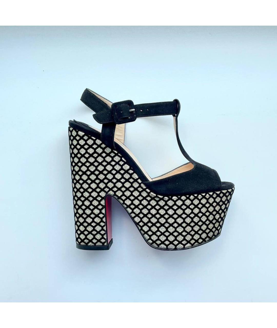 CHRISTIAN LOUBOUTIN Черные замшевые босоножки, фото 9
