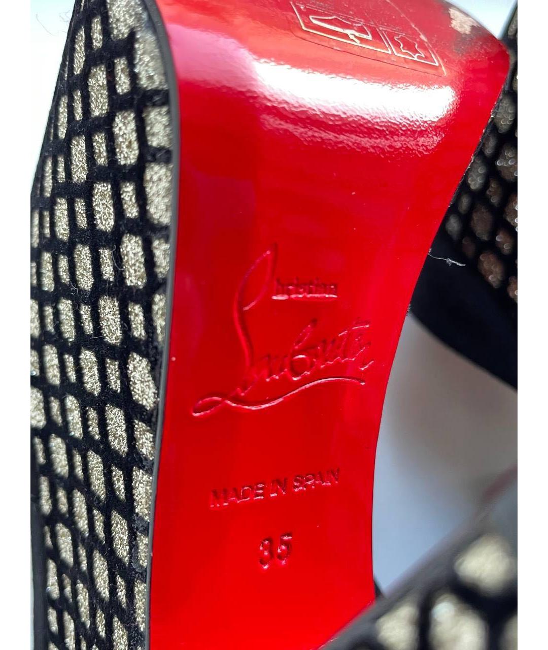 CHRISTIAN LOUBOUTIN Черные замшевые босоножки, фото 6