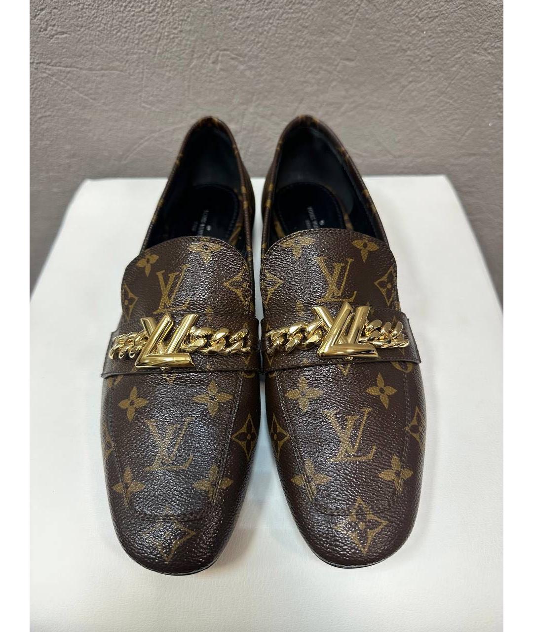 LOUIS VUITTON Коричневые кожаные лоферы, фото 3