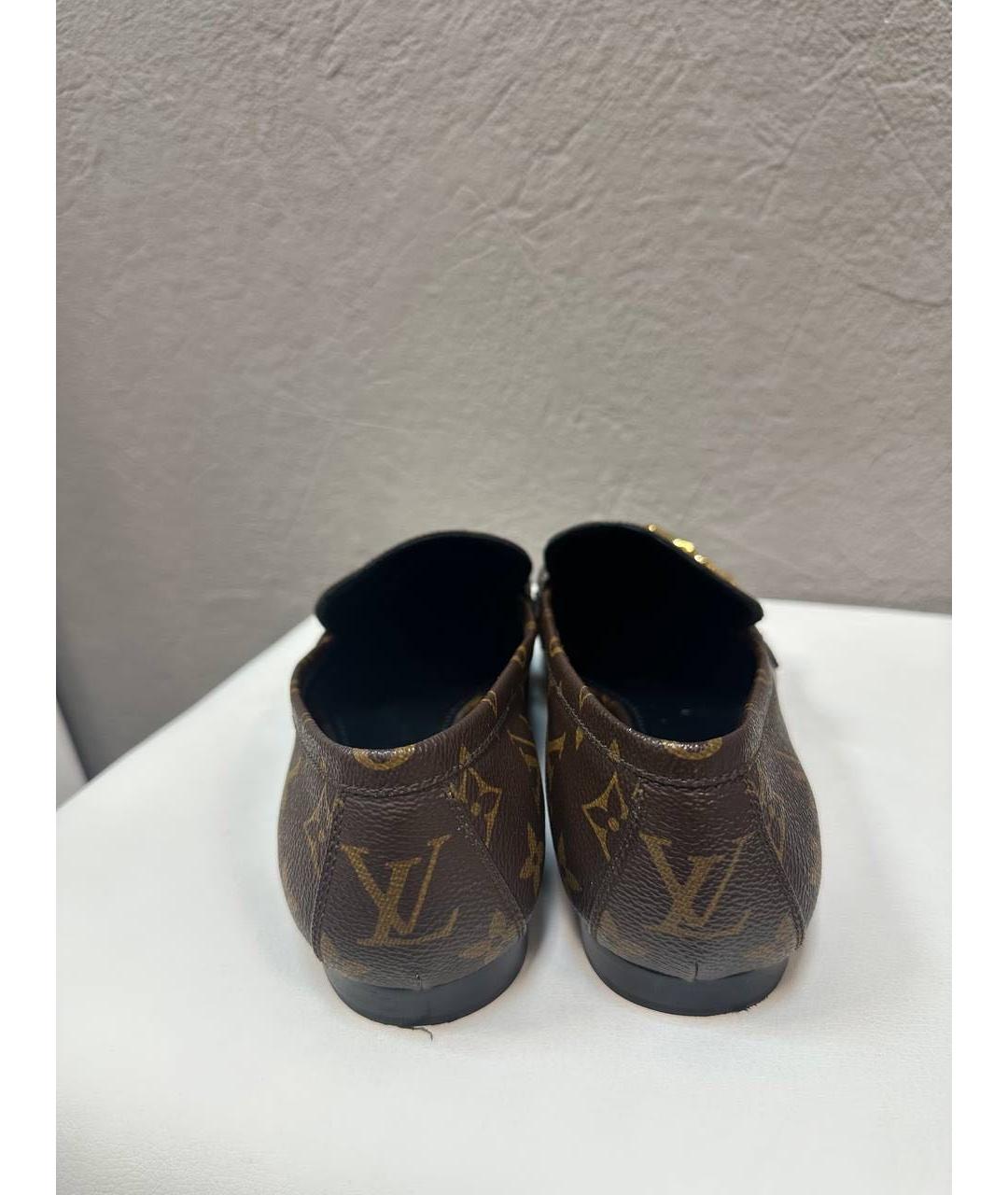 LOUIS VUITTON Коричневые кожаные лоферы, фото 4