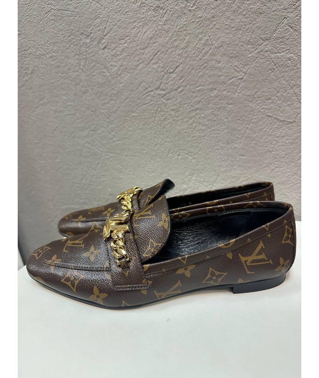 LOUIS VUITTON Коричневые кожаные лоферы, фото 6