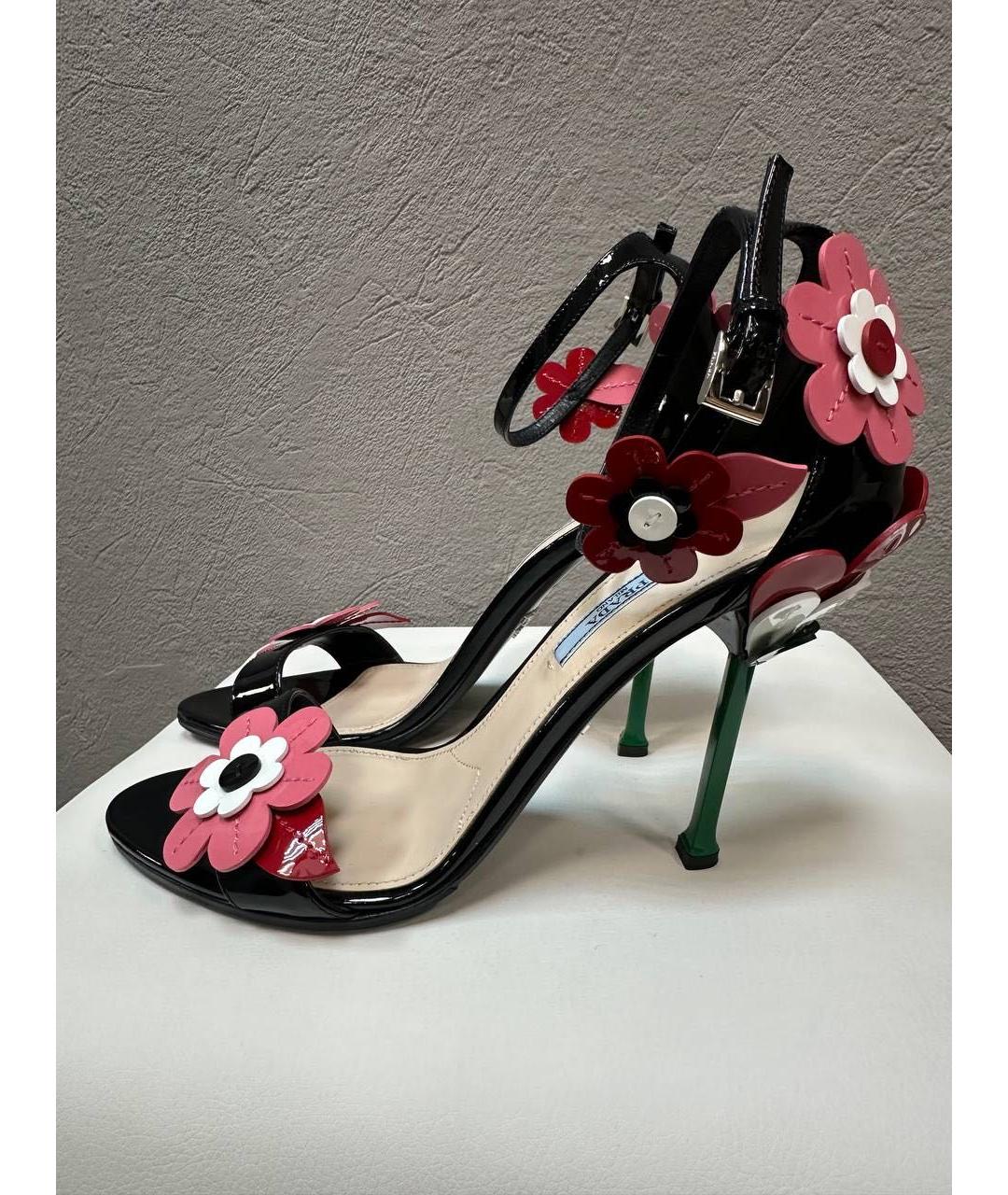 PRADA Черные босоножки из лакированной кожи, фото 3