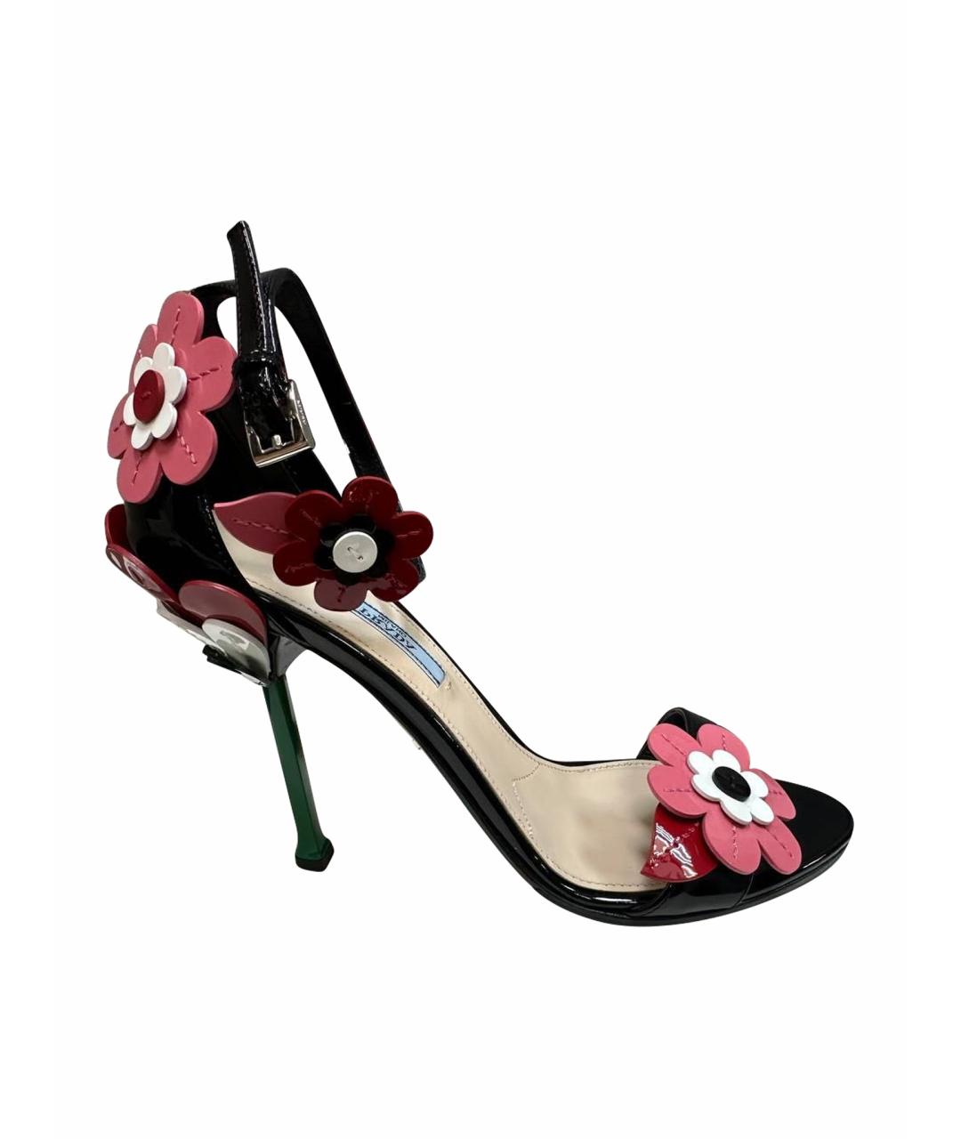 PRADA Черные босоножки из лакированной кожи, фото 1