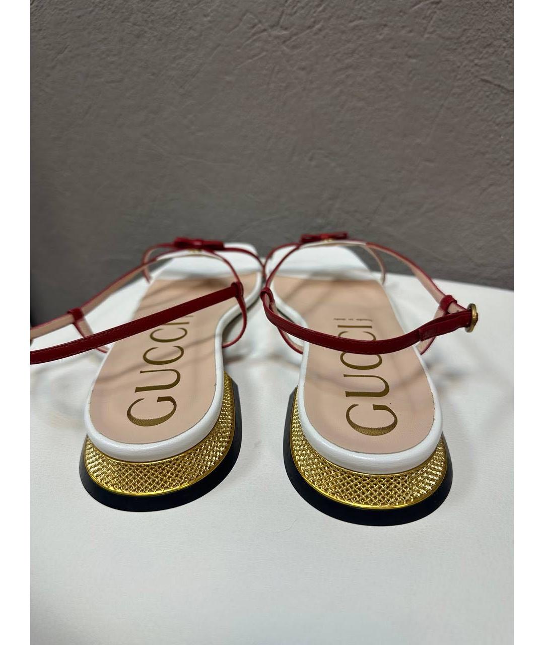 GUCCI Белые кожаные сандалии, фото 4