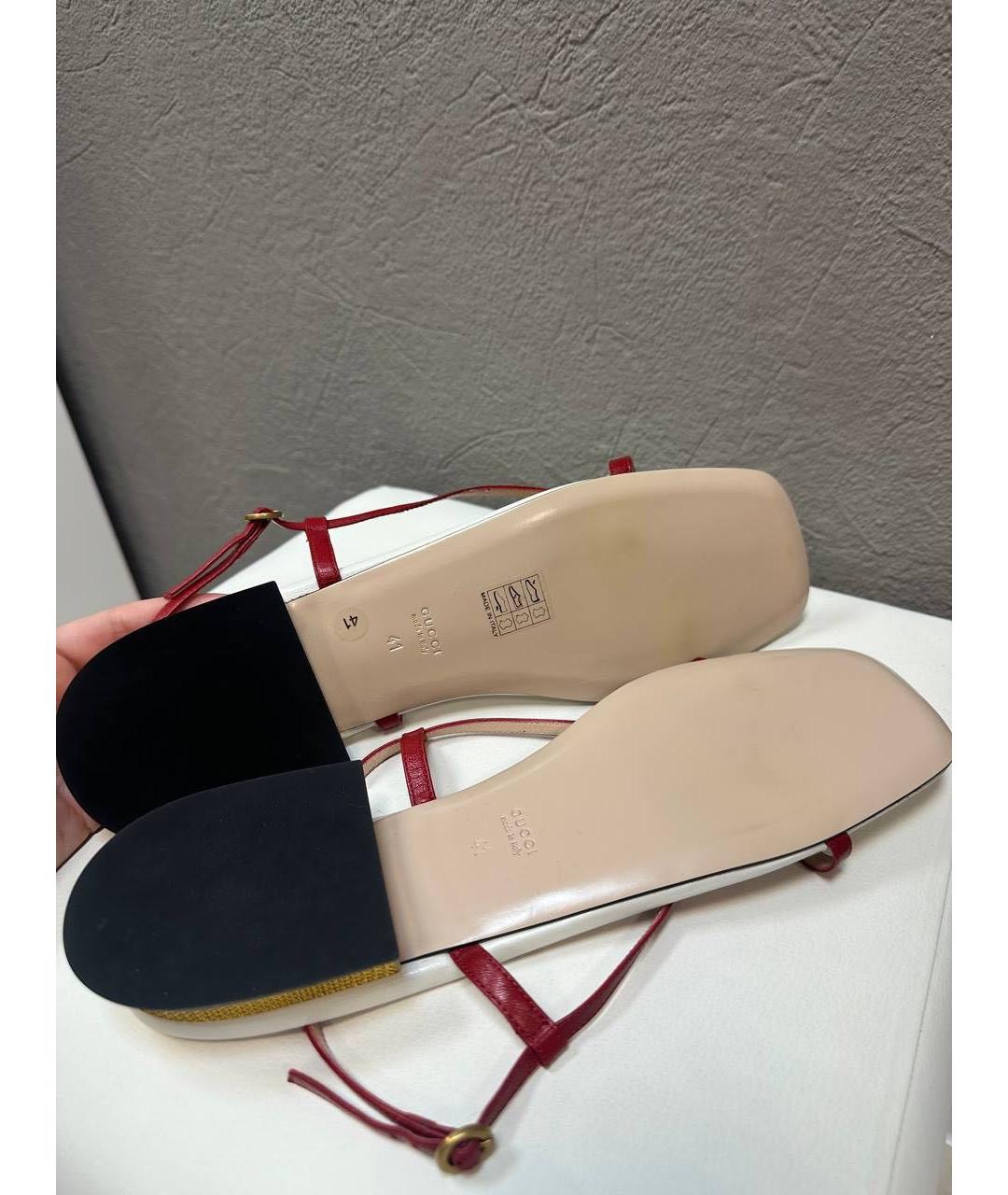 GUCCI Белые кожаные сандалии, фото 5