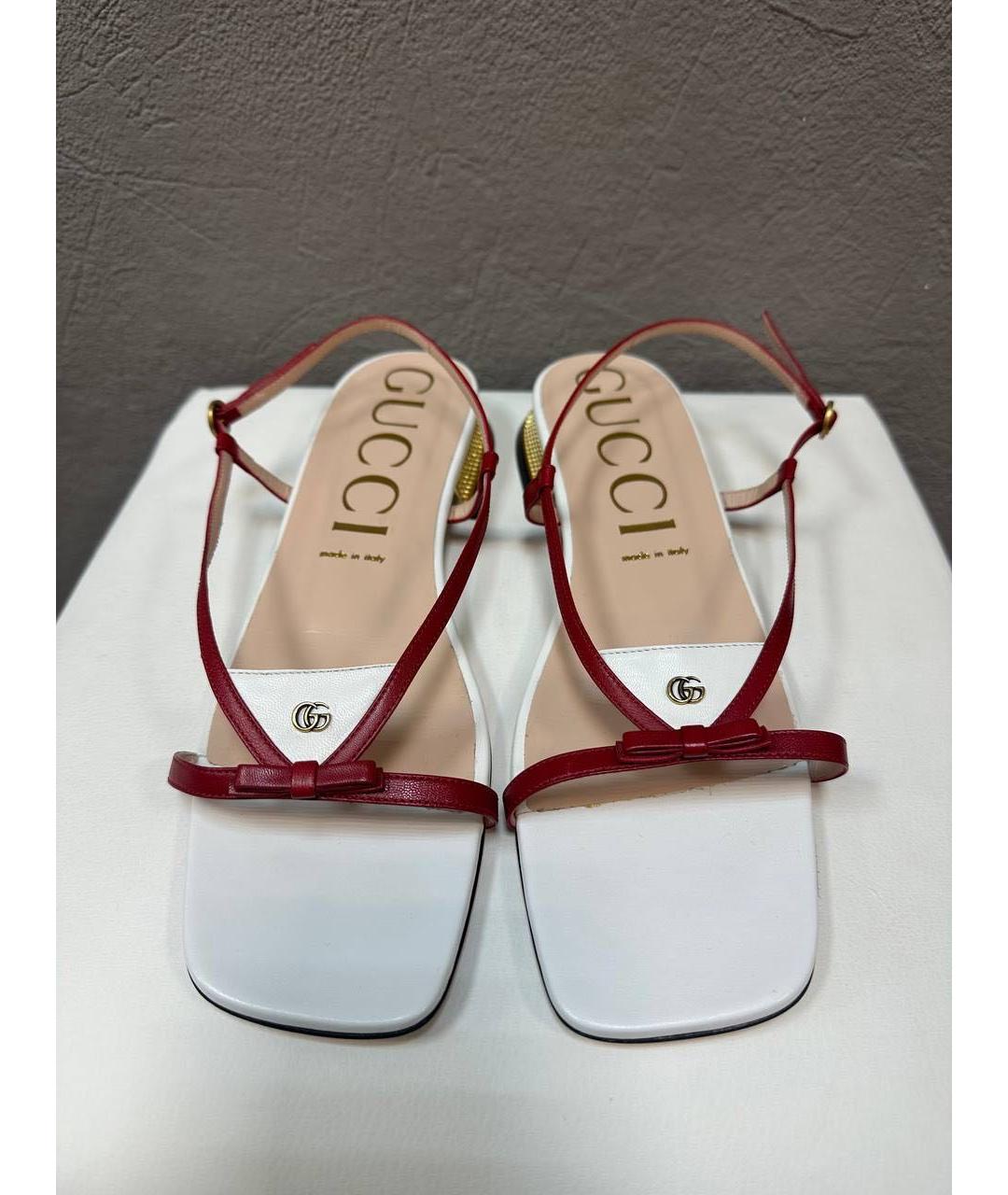 GUCCI Белые кожаные сандалии, фото 2
