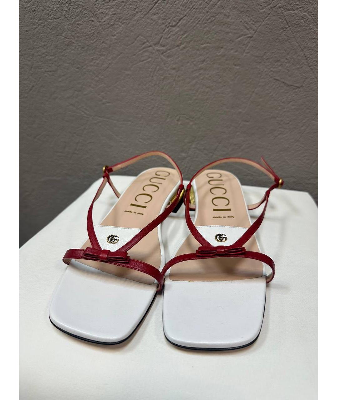GUCCI Белые кожаные сандалии, фото 3