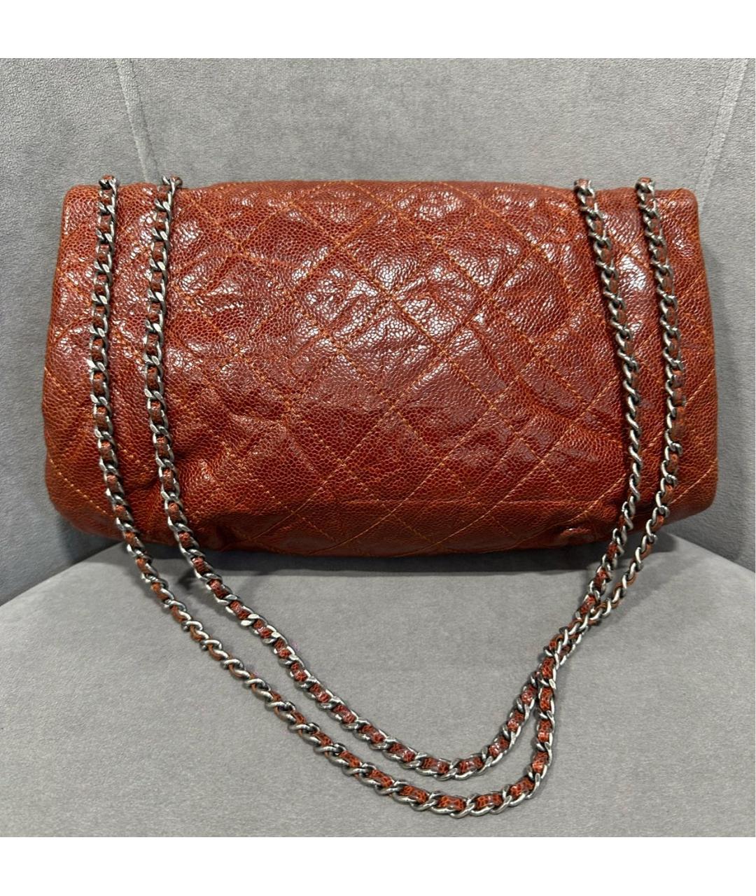 CHANEL Оранжевая кожаная сумка через плечо, фото 3
