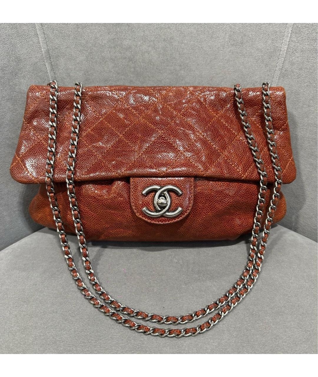 CHANEL Оранжевая кожаная сумка через плечо, фото 9