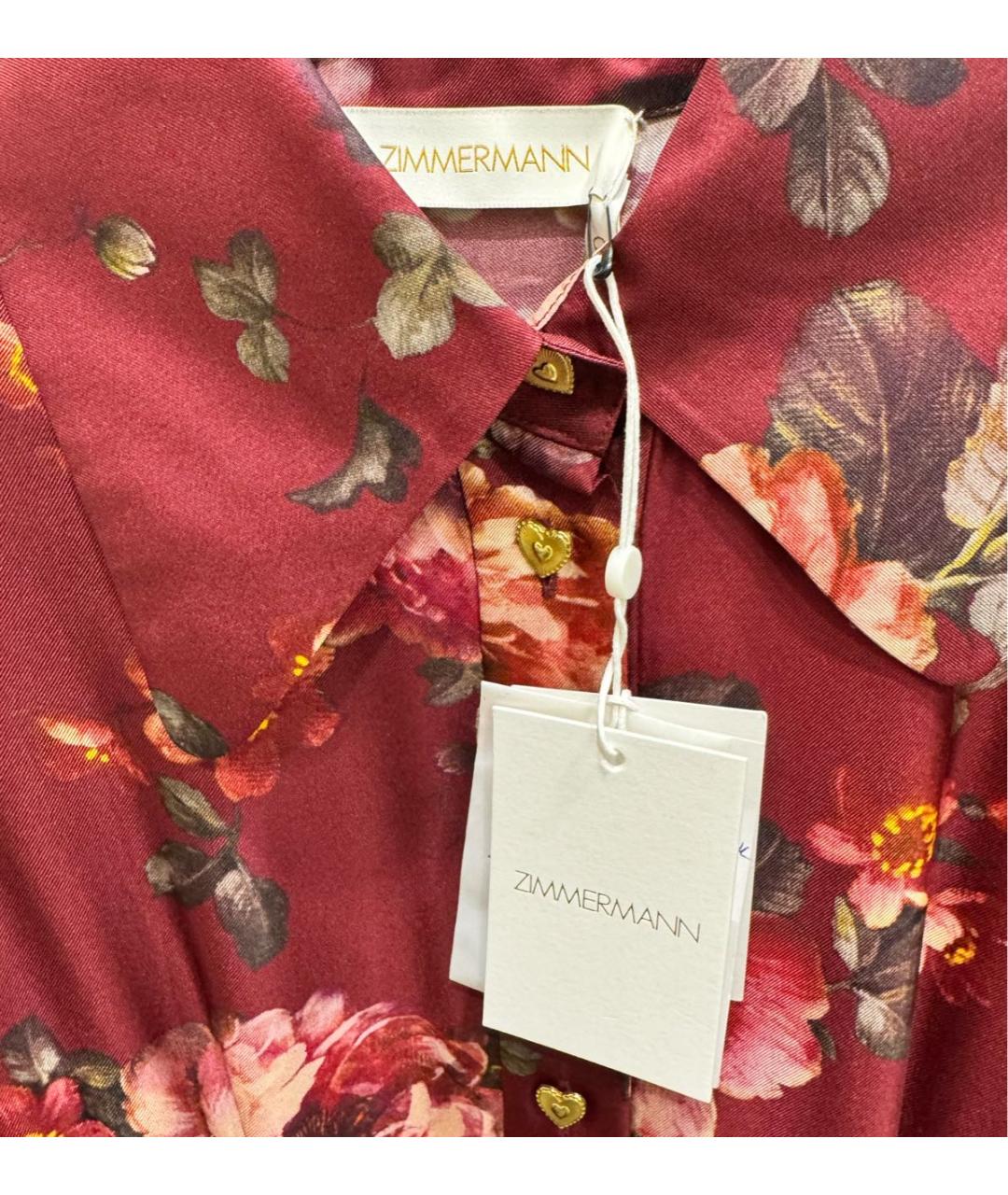 ZIMMERMANN Бордовое шелковое коктейльное платье, фото 3