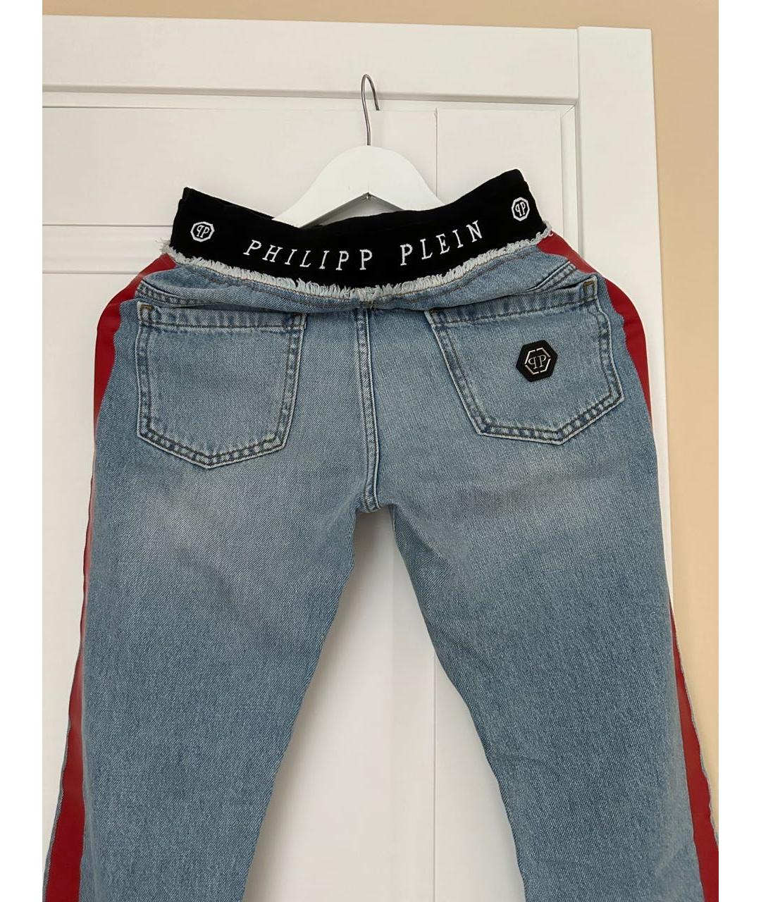 PHILIPP PLEIN Голубые хлопковые прямые джинсы, фото 2