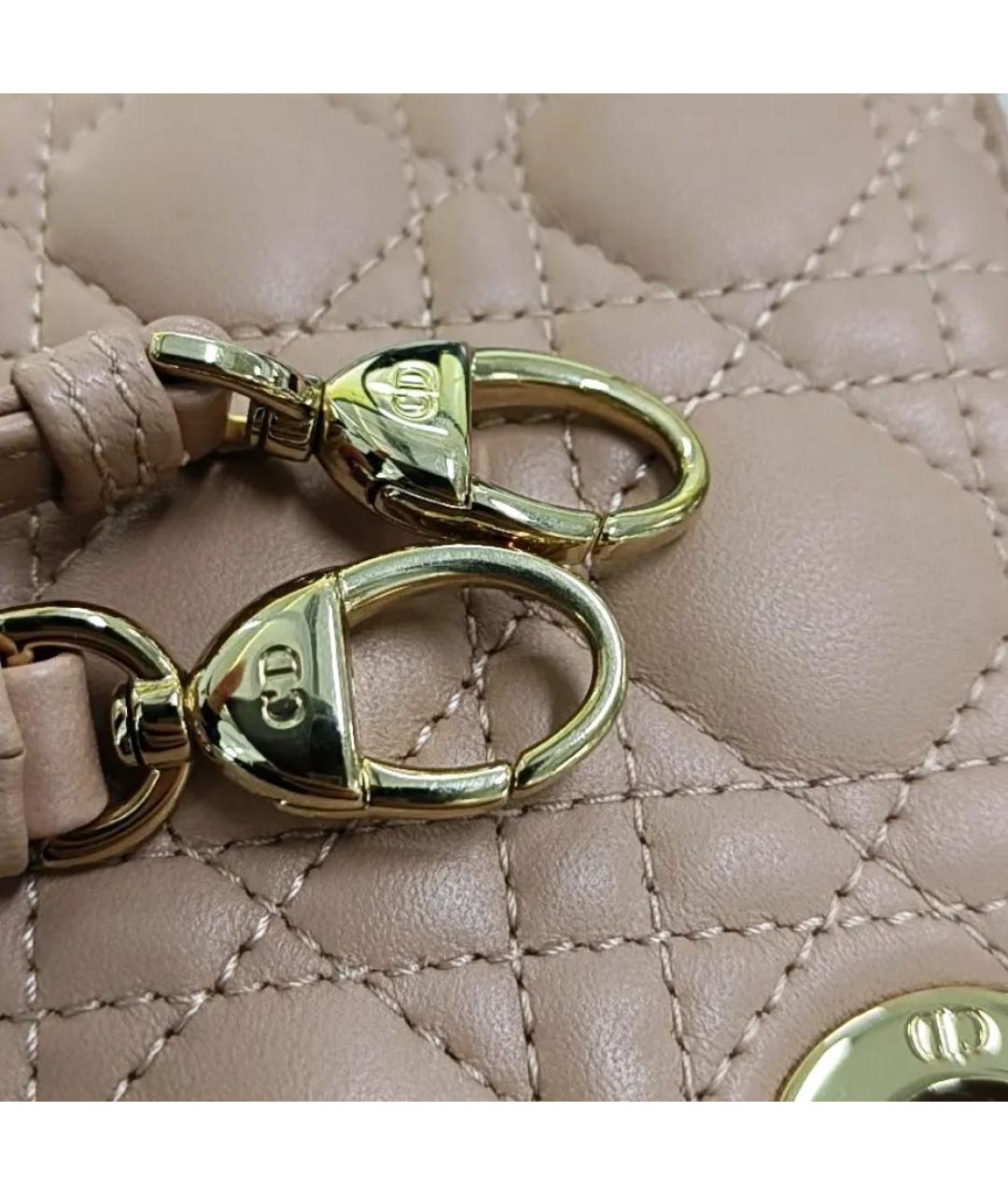 CHRISTIAN DIOR Бежевая кожаная сумка с короткими ручками, фото 8