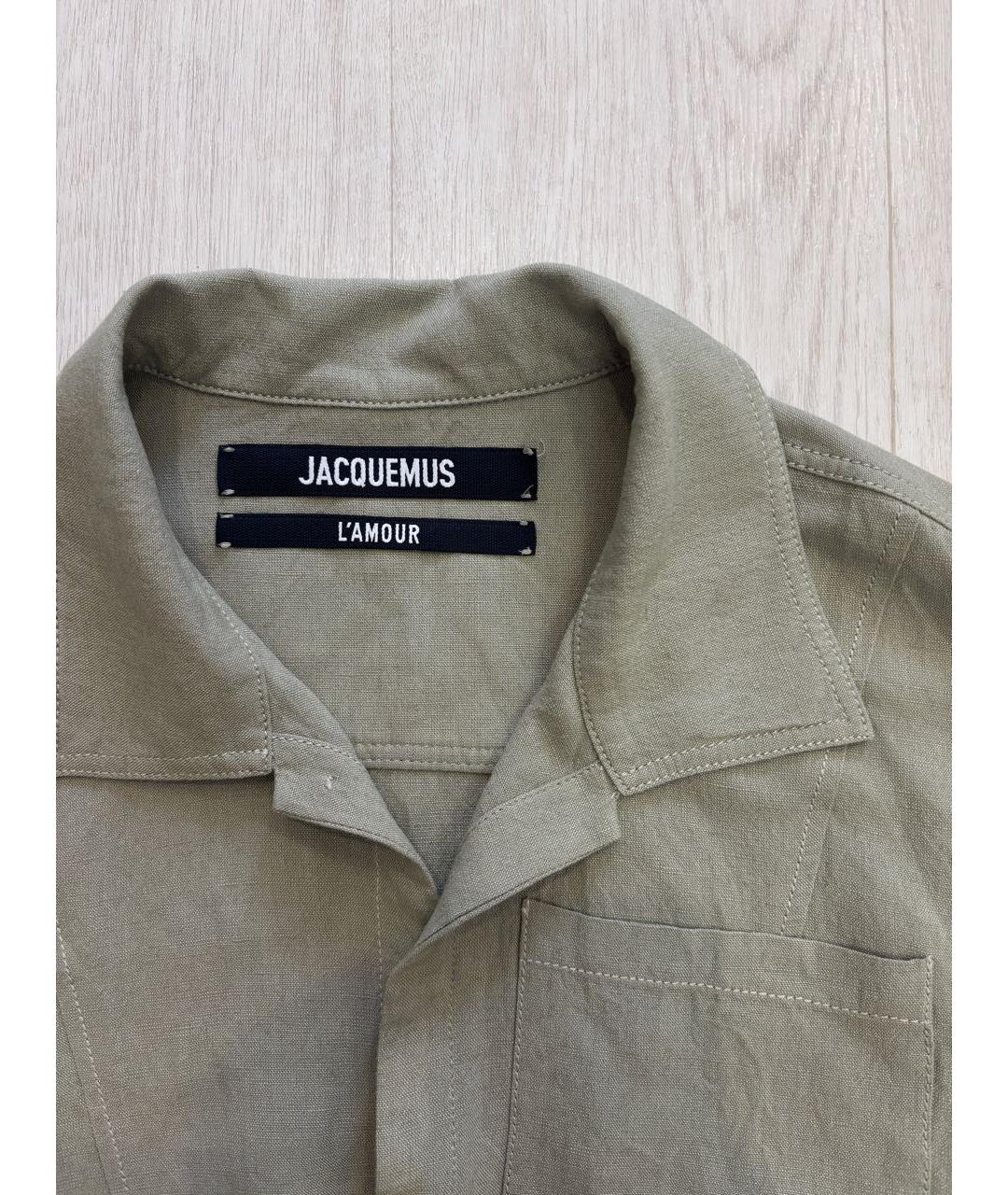 JACQUEMUS Зеленая льняная рубашка, фото 4