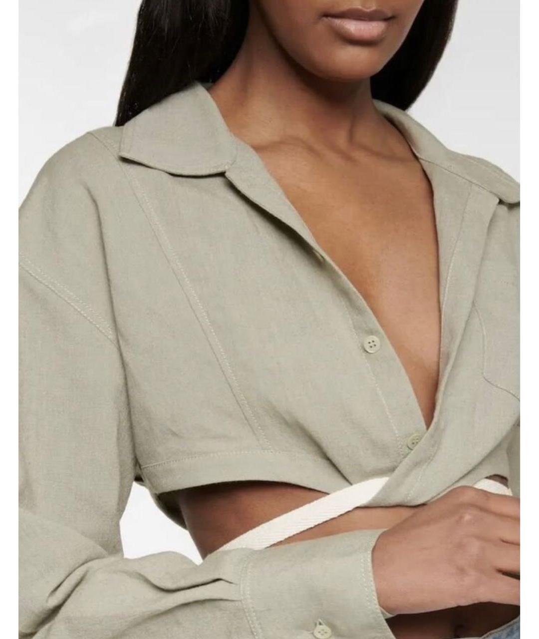 JACQUEMUS Зеленая льняная рубашка, фото 8
