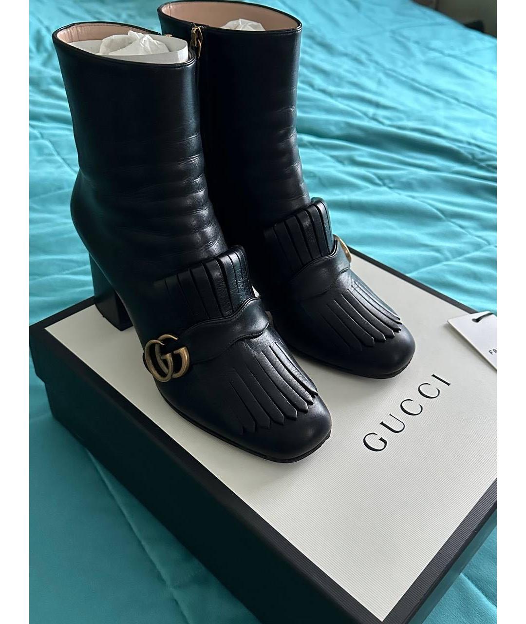 GUCCI Черные кожаные ботильоны, фото 2