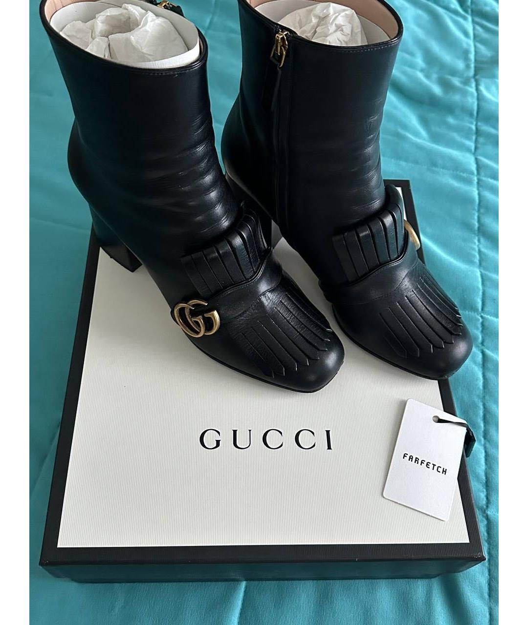 GUCCI Черные кожаные ботильоны, фото 5
