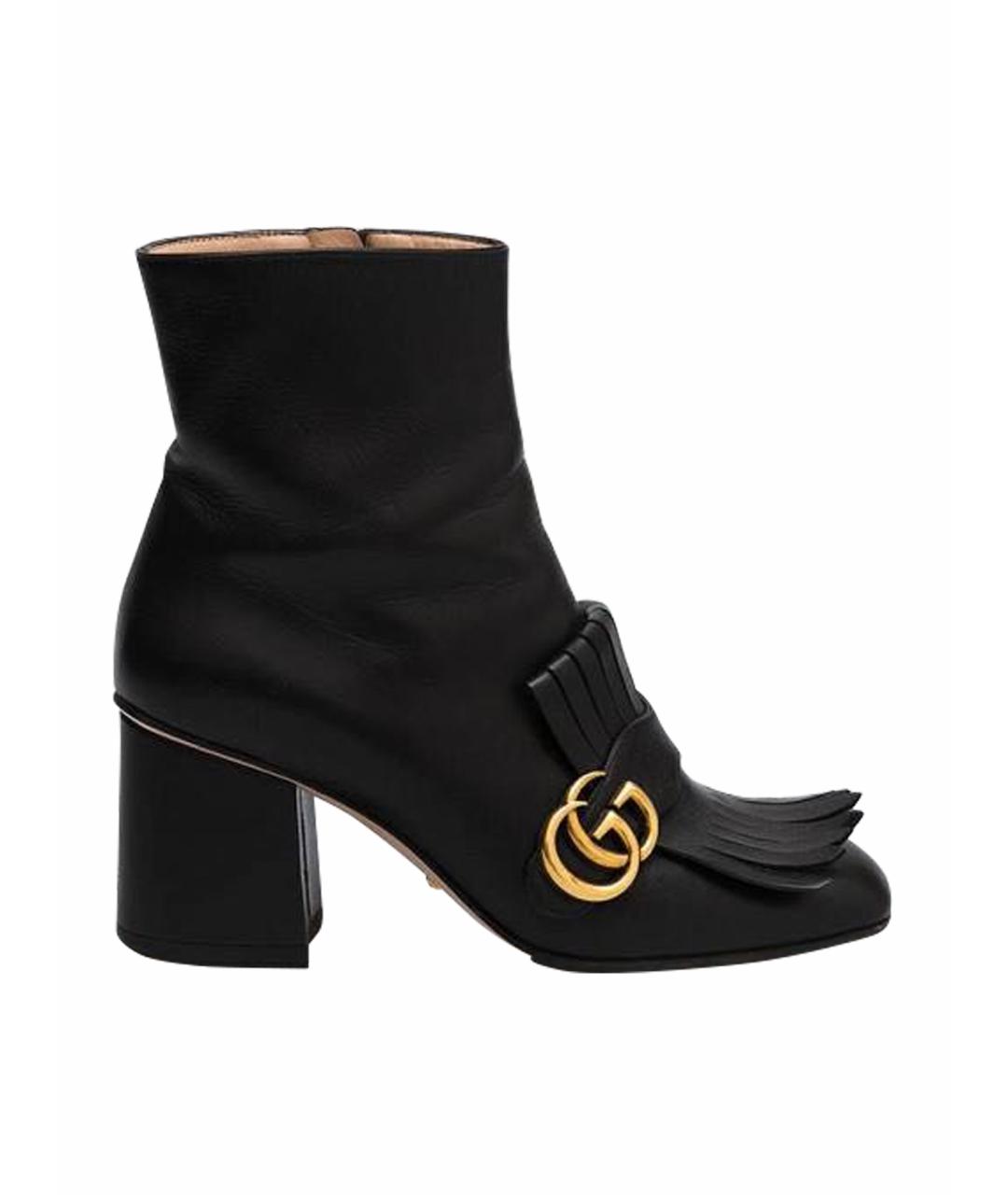 GUCCI Черные кожаные ботильоны, фото 1