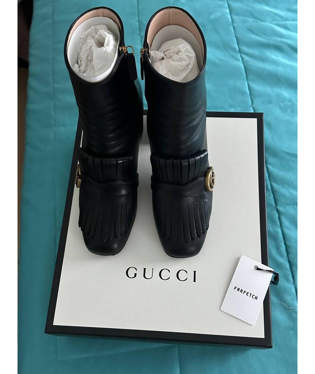 GUCCI Черные кожаные ботильоны, фото 4