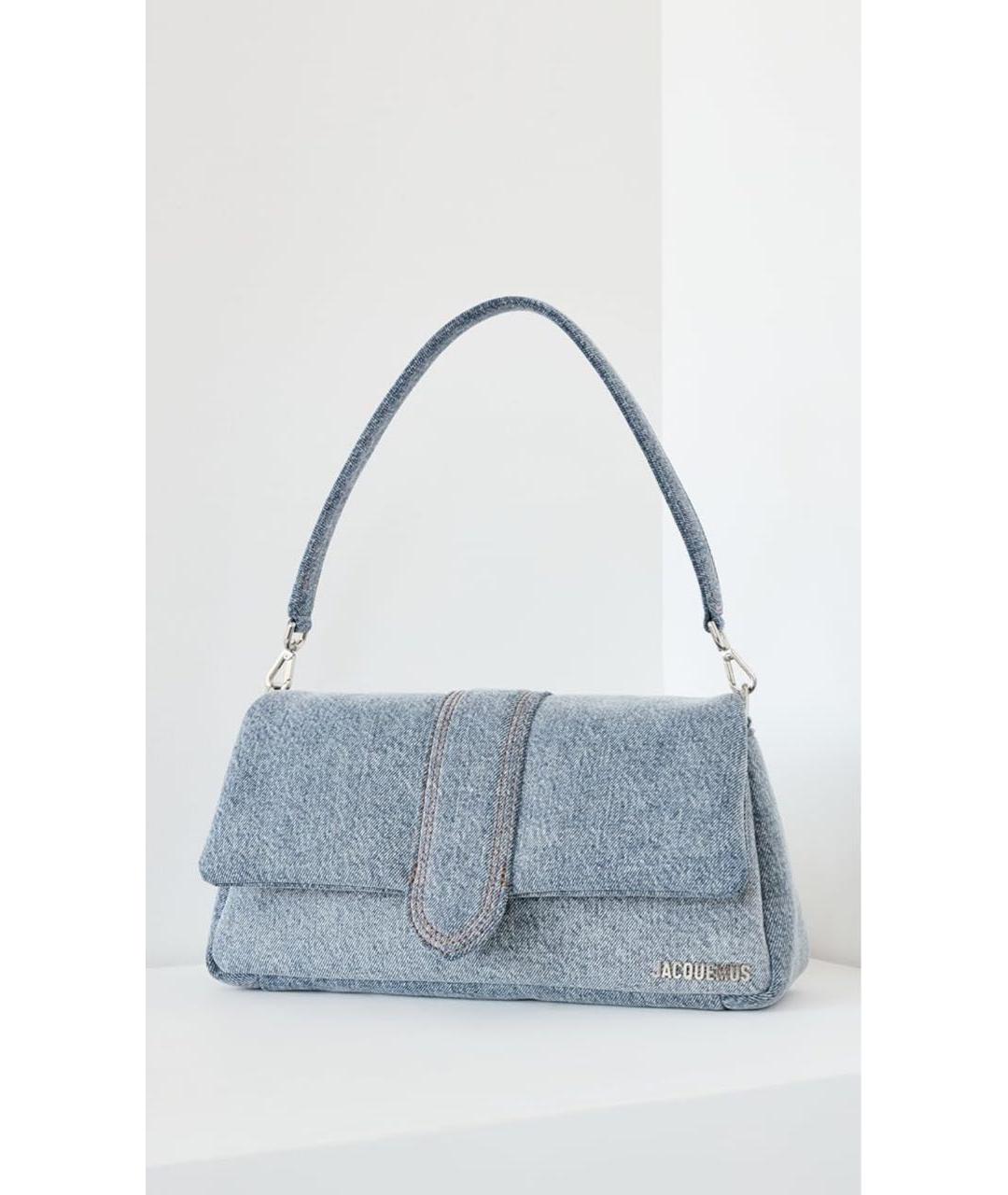 JACQUEMUS Голубая деним сумка с короткими ручками, фото 7