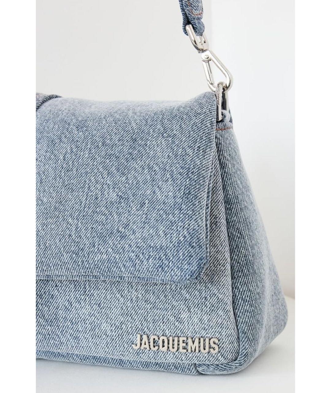 JACQUEMUS Голубая деним сумка с короткими ручками, фото 4