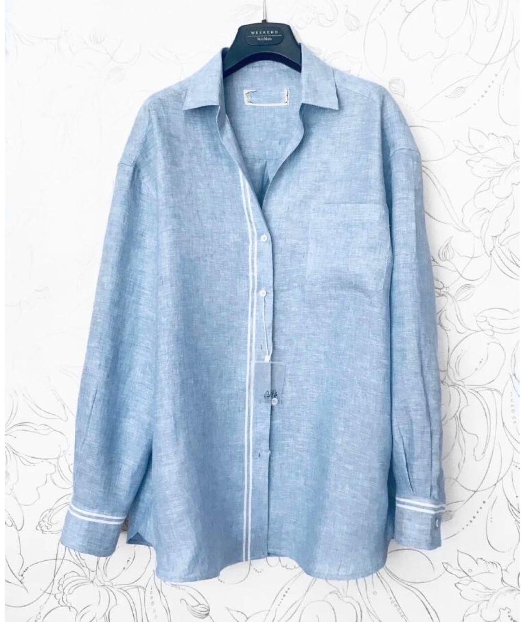 WEEKEND MAX MARA Голубая льняная рубашка, фото 3