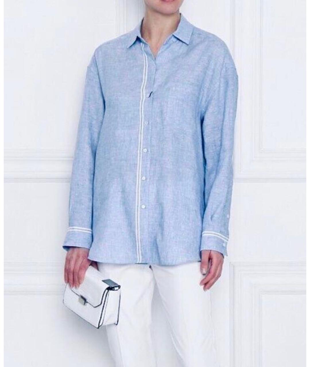 WEEKEND MAX MARA Голубая льняная рубашка, фото 2