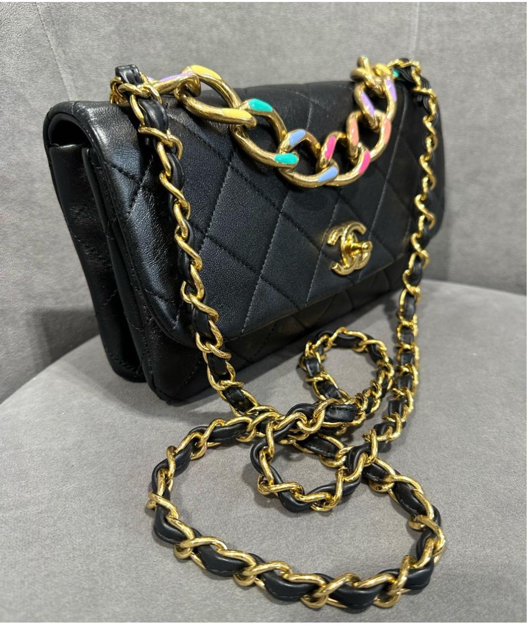 CHANEL Черная кожаная сумка через плечо, фото 4