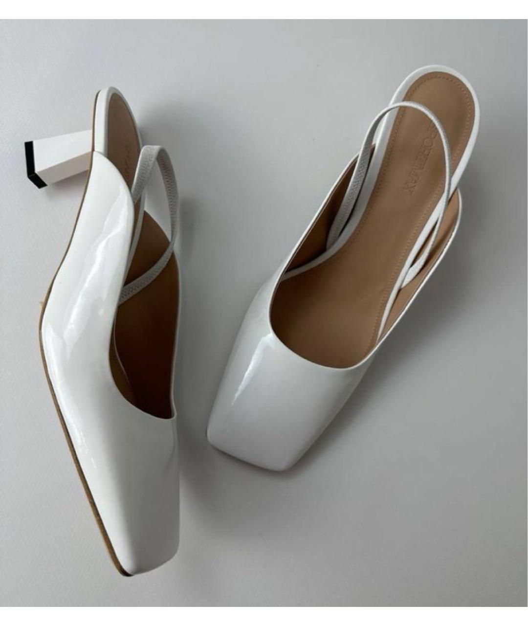 SPORTMAX Белые кожаные босоножки, фото 8