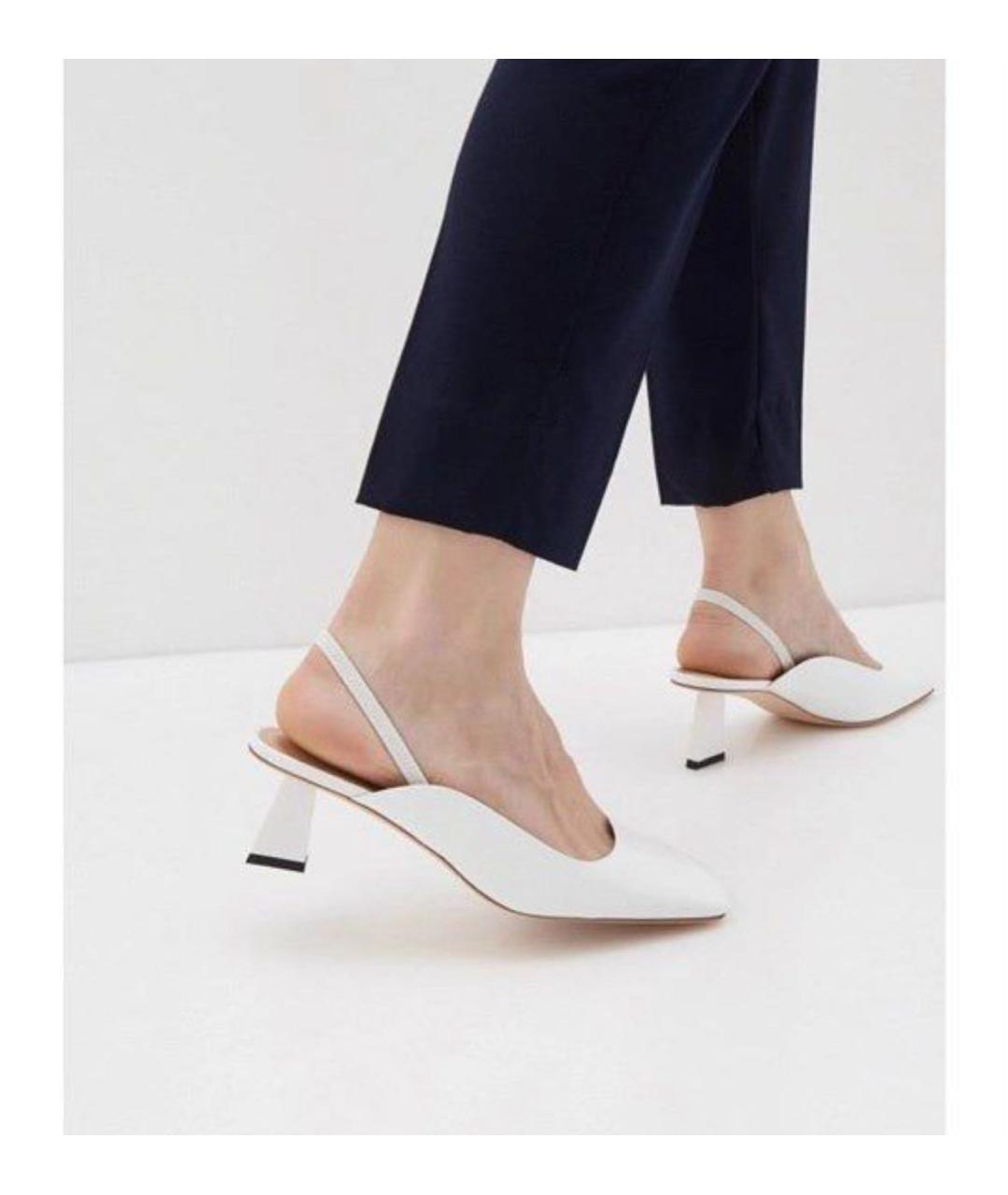 SPORTMAX Белые кожаные босоножки, фото 6