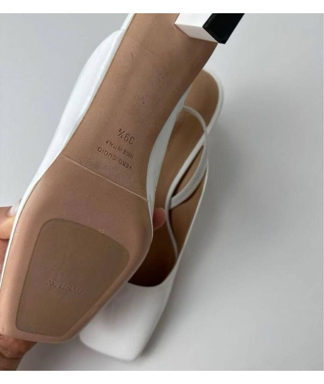 SPORTMAX Белые кожаные босоножки, фото 5