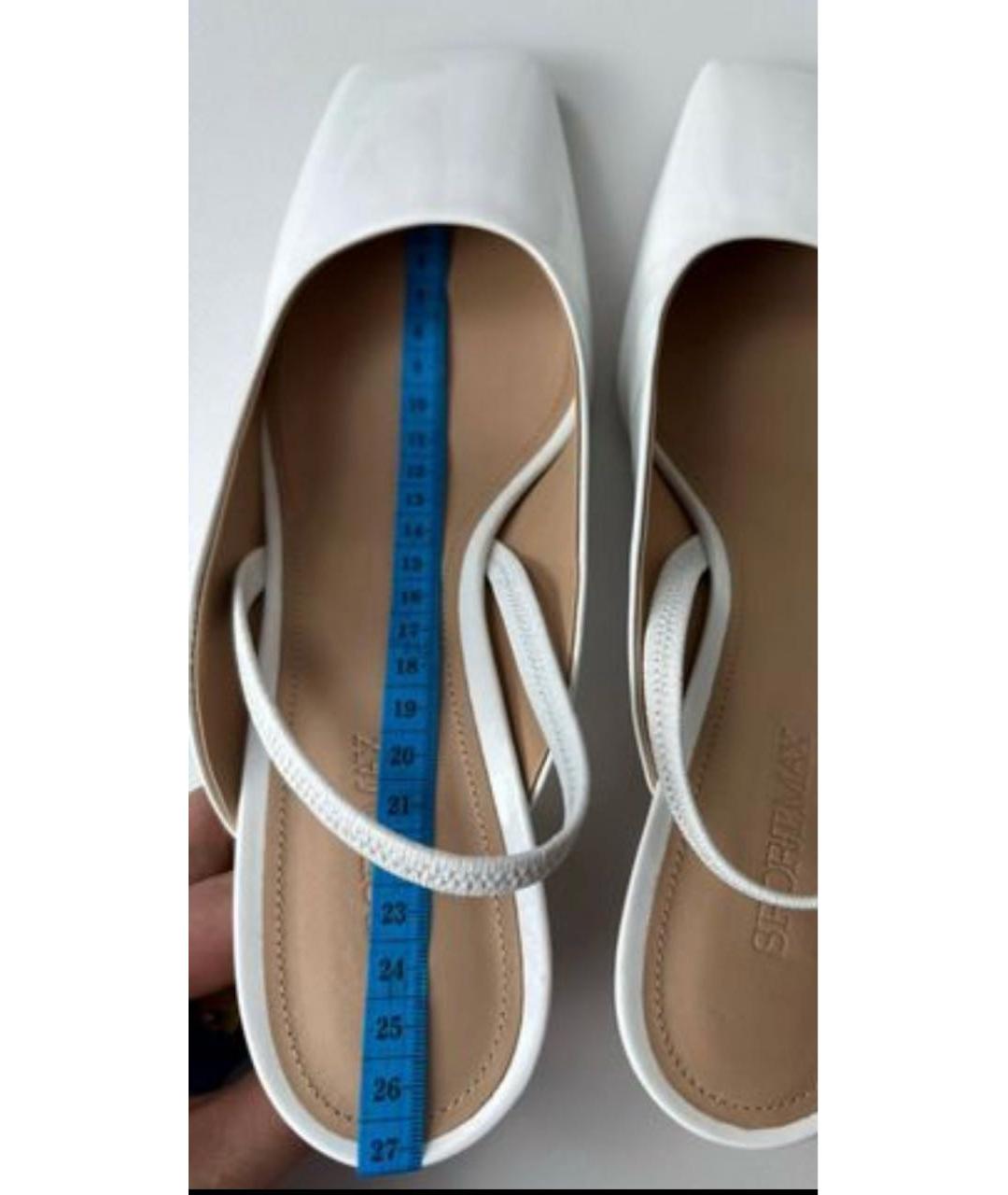 SPORTMAX Белые кожаные босоножки, фото 7