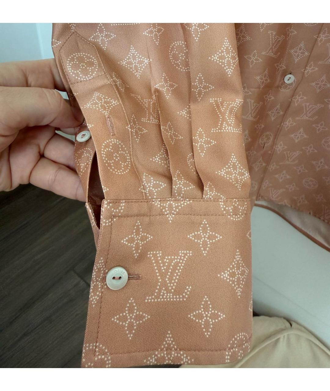 LOUIS VUITTON Коралловая шелковая блузы, фото 5
