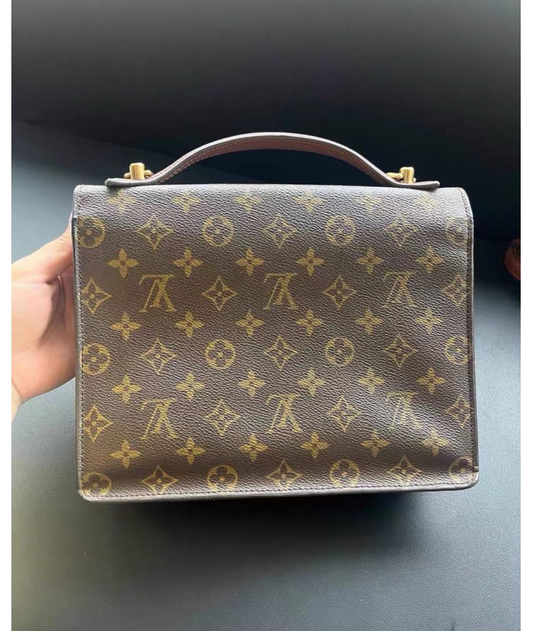 LOUIS VUITTON Коричневая кожаная сумка с короткими ручками, фото 3