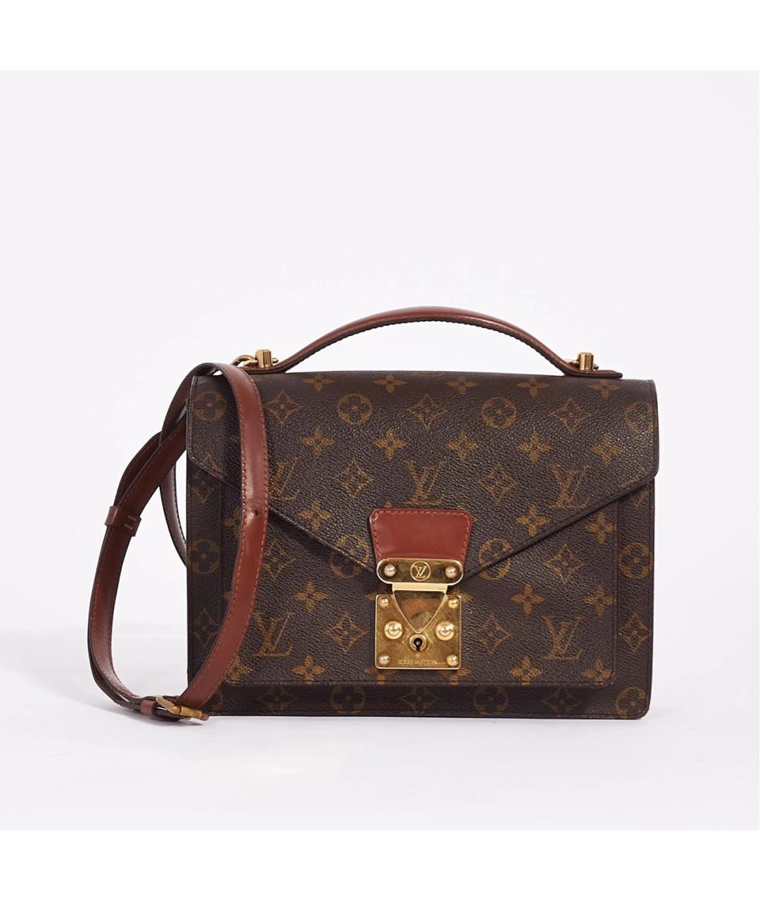 LOUIS VUITTON Коричневая кожаная сумка с короткими ручками, фото 8
