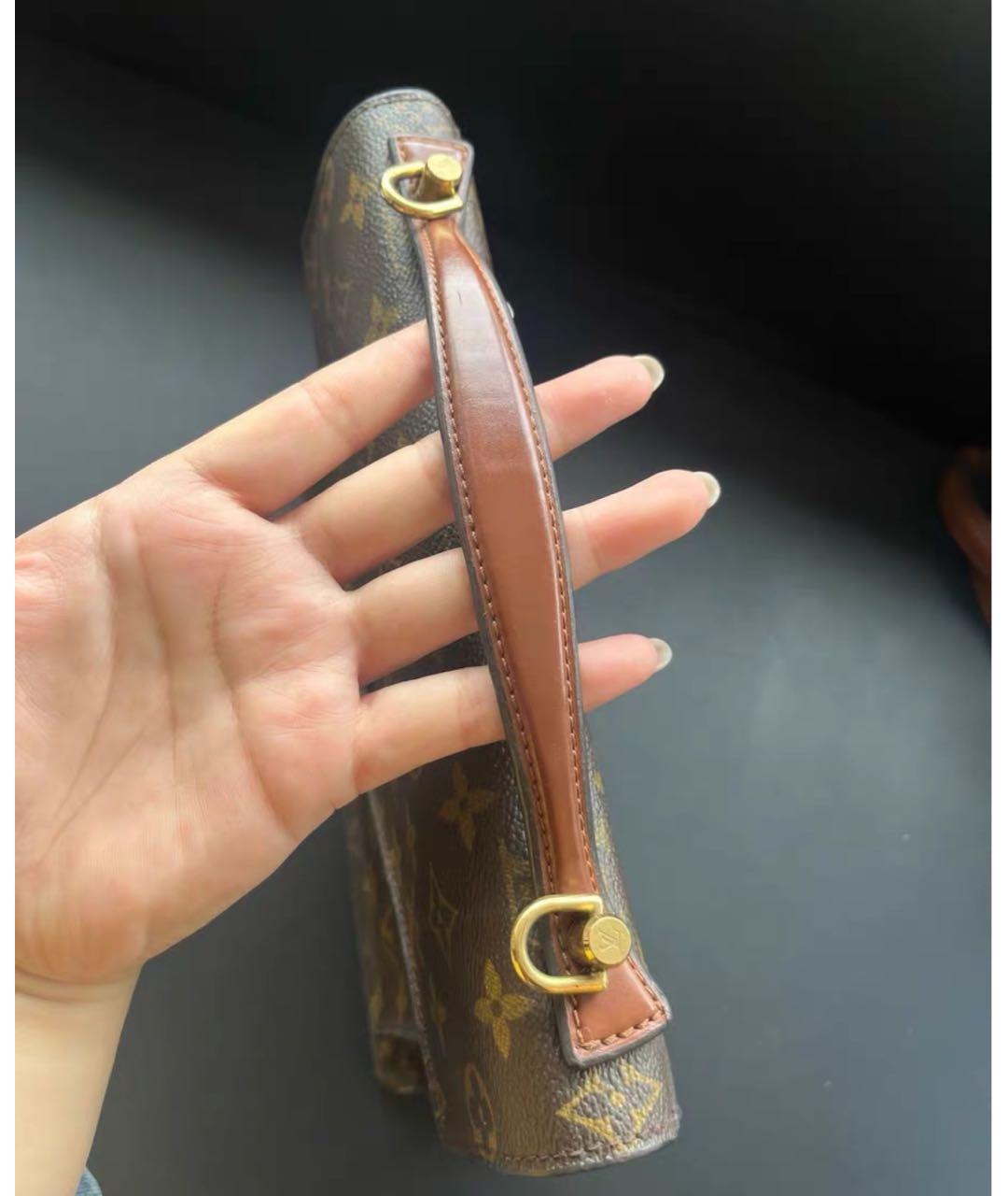 LOUIS VUITTON Коричневая кожаная сумка с короткими ручками, фото 4