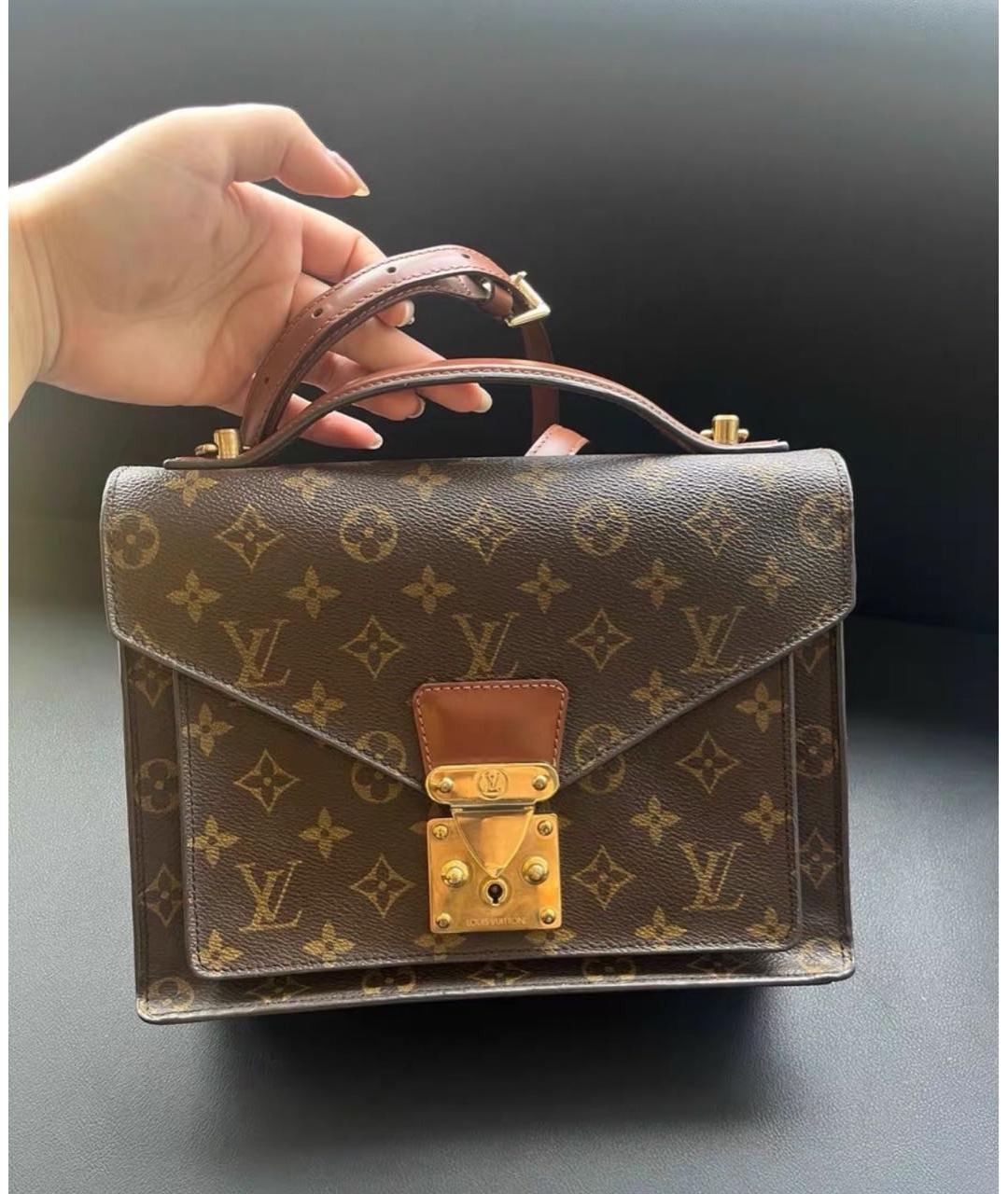 LOUIS VUITTON Коричневая кожаная сумка с короткими ручками, фото 2