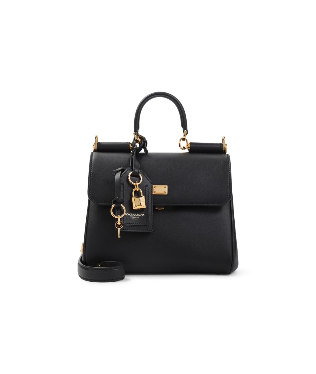 DOLCE&GABBANA Черная кожаная сумка с короткими ручками, фото 1