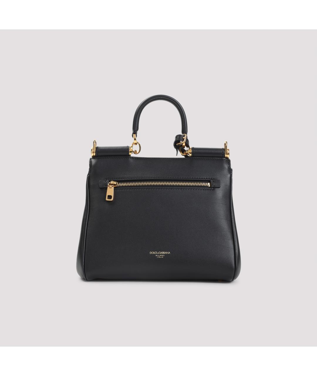 DOLCE&GABBANA Черная кожаная сумка с короткими ручками, фото 2