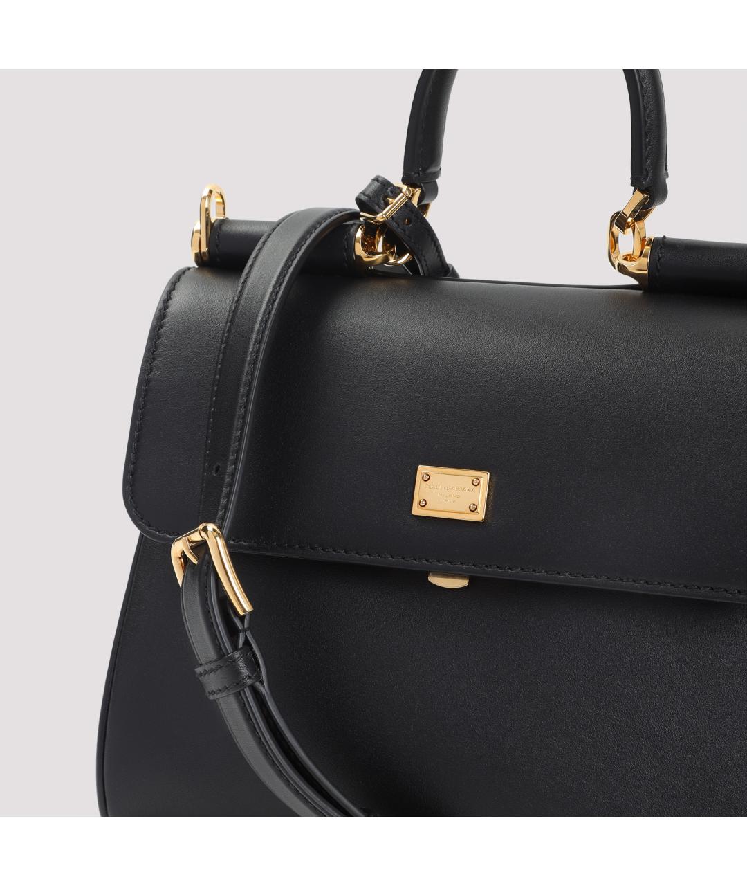 DOLCE&GABBANA Черная кожаная сумка с короткими ручками, фото 3