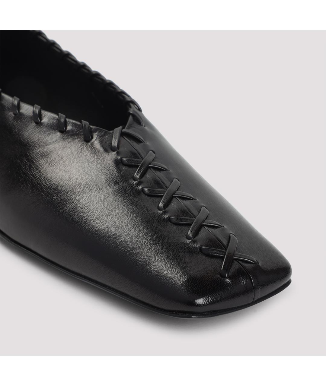 JIL SANDER Черные кожаные балетки, фото 3