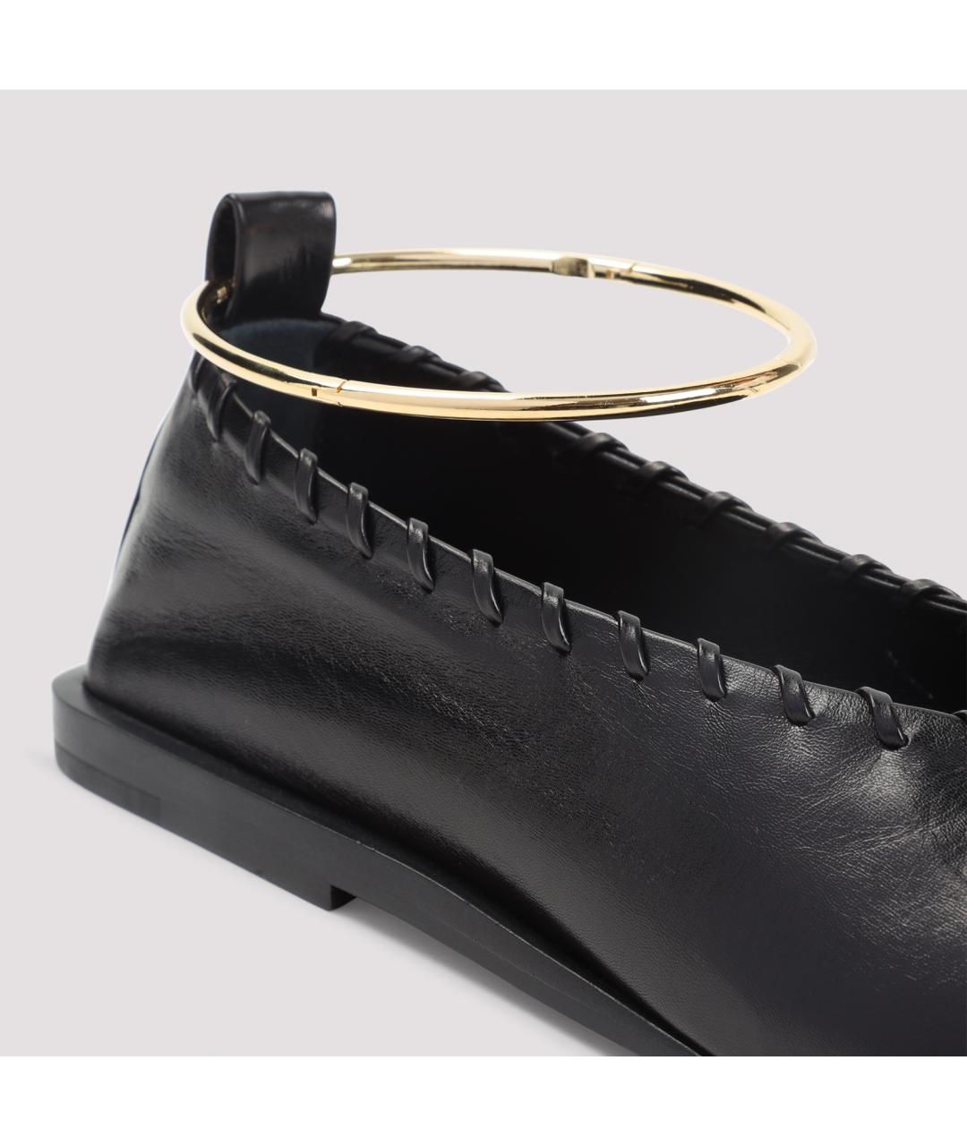 JIL SANDER Черные кожаные балетки, фото 4