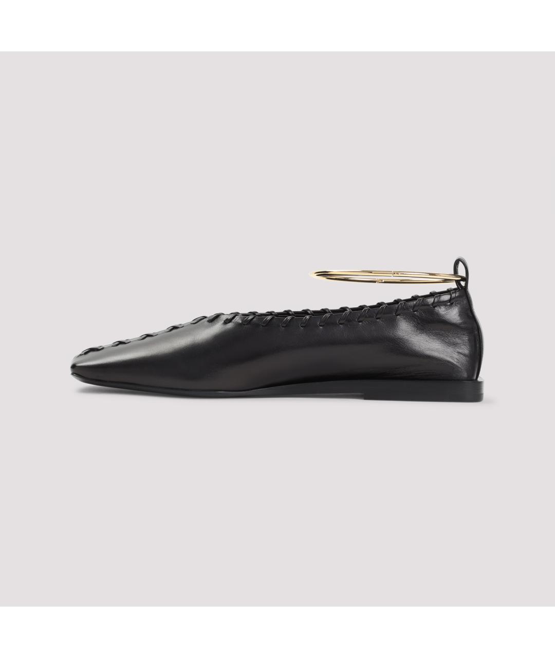 JIL SANDER Черные кожаные балетки, фото 2