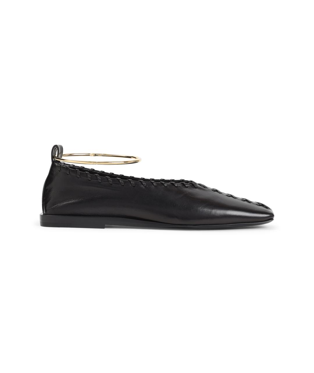 JIL SANDER Черные кожаные балетки, фото 1