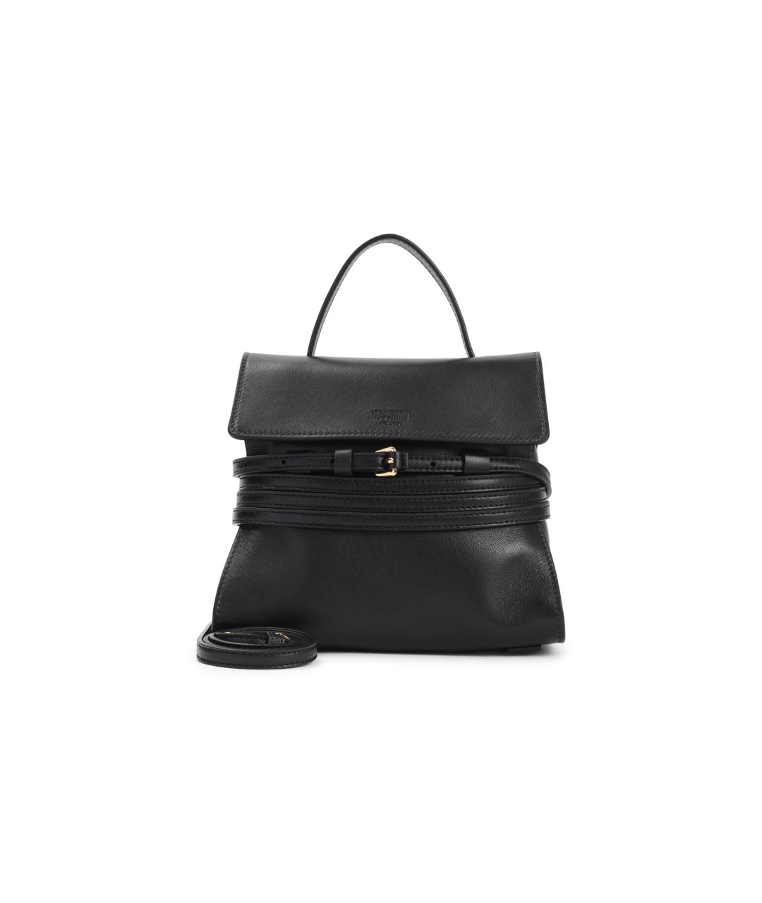 MOSCHINO Черная кожаная сумка с короткими ручками, фото 1
