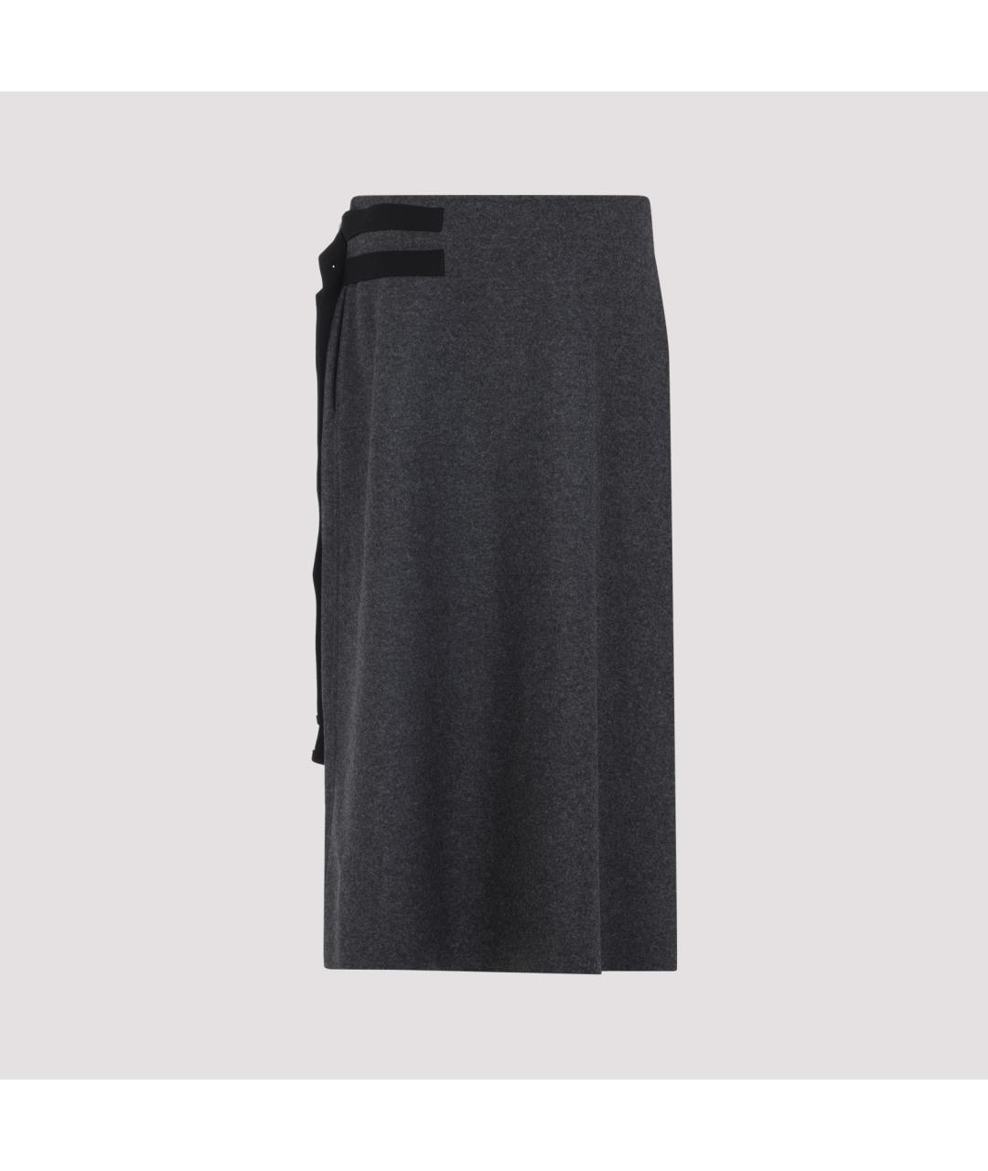 JIL SANDER Антрацитовая шерстяная юбка мини, фото 2