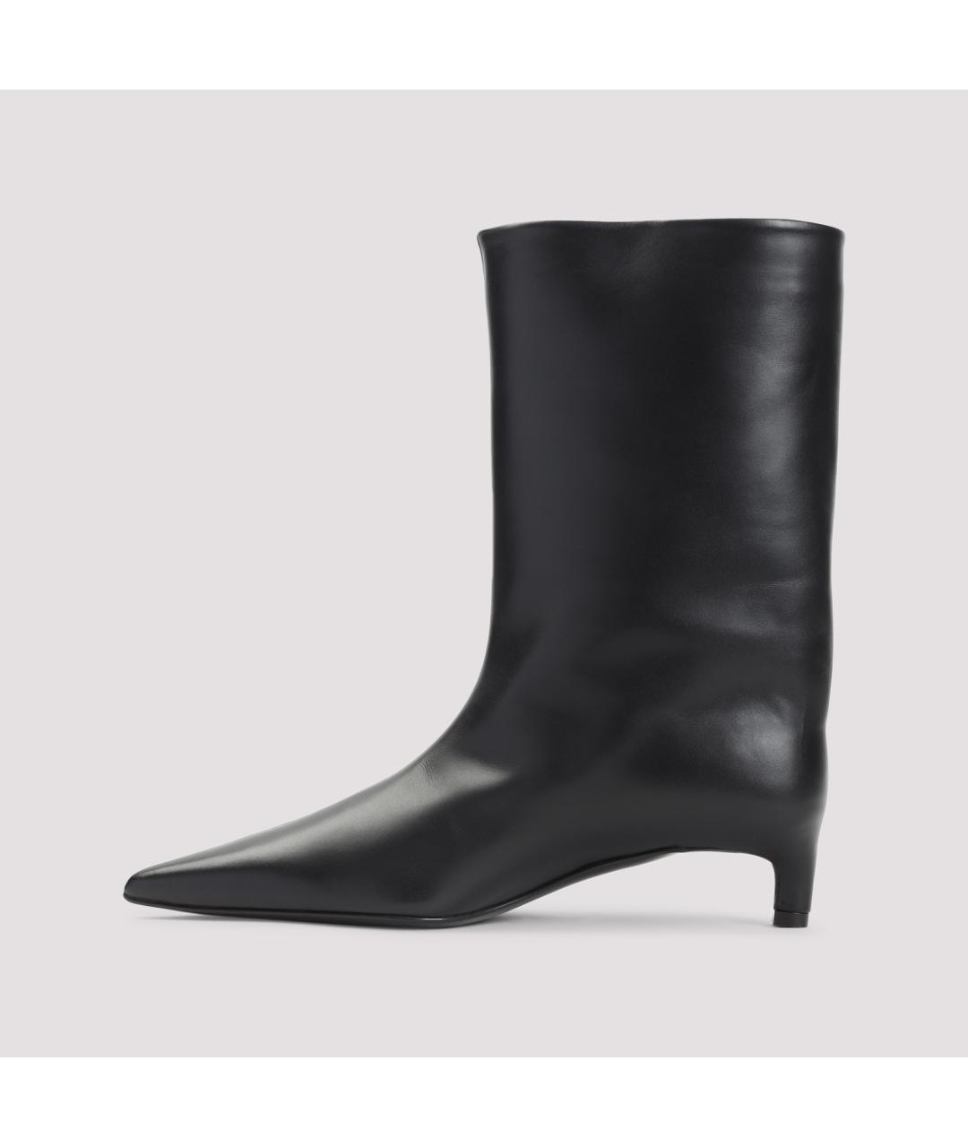 JIL SANDER Черные кожаные ботинки, фото 2