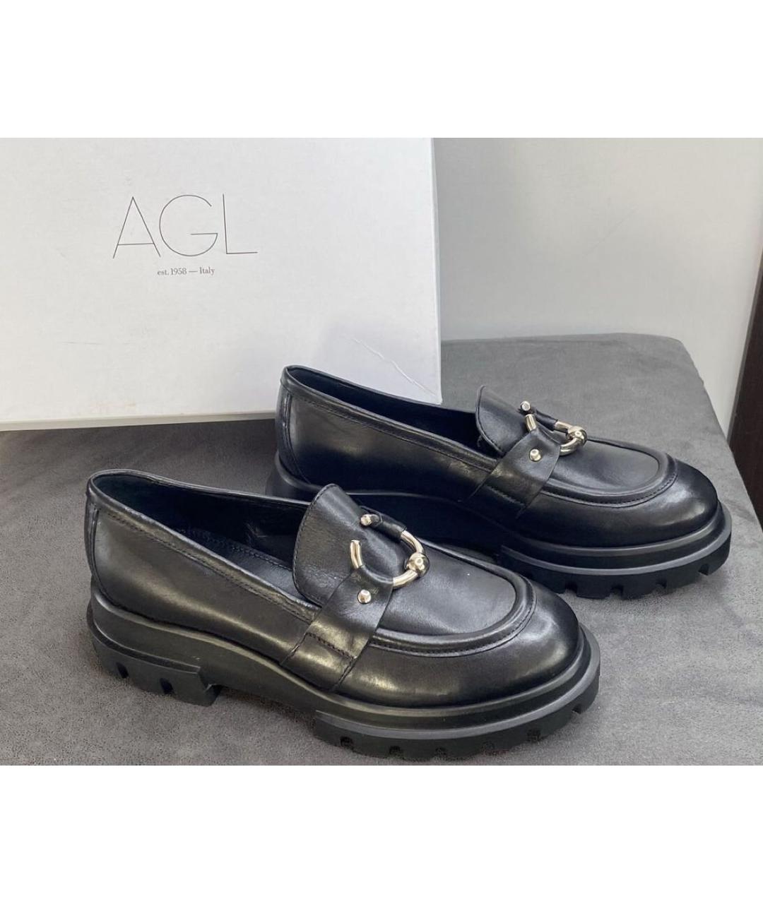 AGL Черные кожаные лоферы, фото 6